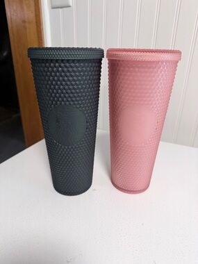 Starbucks Studded Reusable Tumblers - Pink and Dark Green